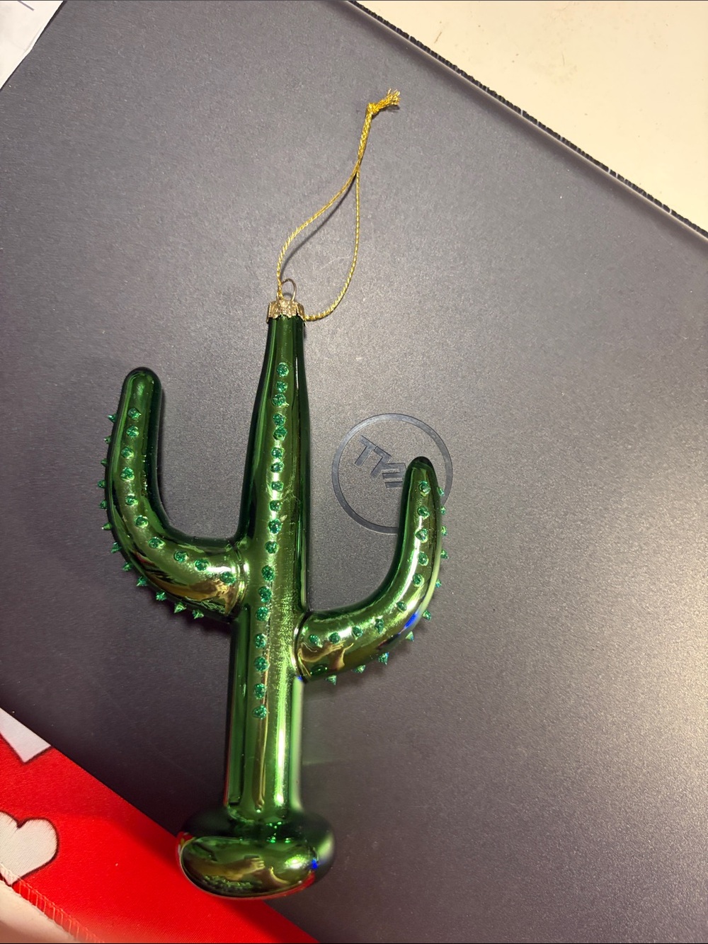 Green Cactus Glass Ornament - Home Holiday Decoration